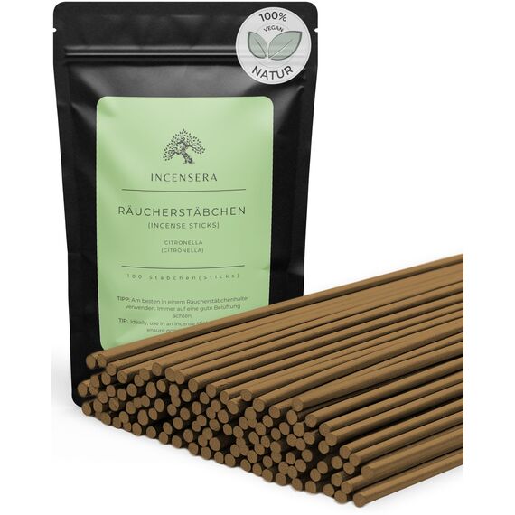 Citronella Räucherstäbchen – 100 Incense Sticks – Entspannung, Meditation & Rauhnächte – für Garten, Terrasse & Camping