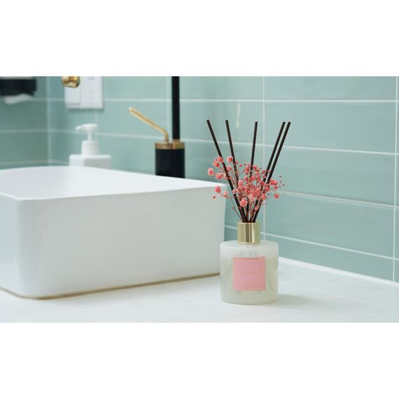 COCORRÍNA Raumduft Reed Diffuser mit 8 Duftstäbchen 200ml- Litchi Sprudel, Natürlich, Langanhaltend, Home Duft ätherisches Öl Reed Diffusor für Badezimmer Regal Dekoration