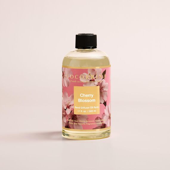 COCORRÍNA Raumduft Nachfüller 500ml mit 8 Duftstäbchen, Cherry Blossom, Langanhaltender Duft mit natürlichen ätherischen Ölen, für Wohnzimmer, Schlafzimmer und Badezimmer