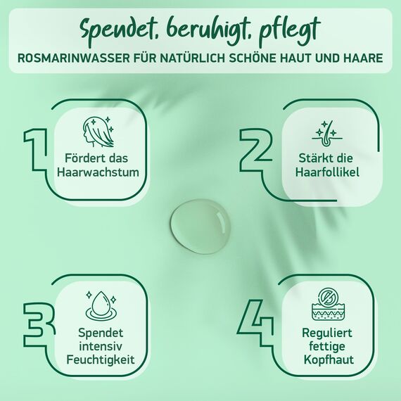 100% BIO ROSMARINWASSER 200ml | [BIO-ZERTIFIZIERT] 100% NATURREIN Aus Echtem Rosmarin Gesichtswasser - Beruhigt & Verfeinert Poren | Für Gesicht Körper & Haare | 100% REIN