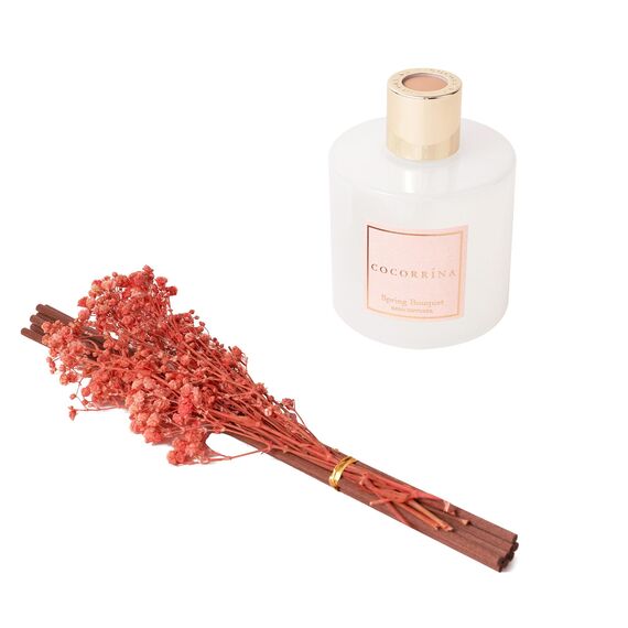 Cocorrína Raumduft Reed Diffuser mit 8 Duftstäbchen 200ml - Frühlingsstrauß, Natürlich, Langanhaltend, Home Duft ätherisches Öl Reed Diffusor für Badezimmer Regal Dekoration