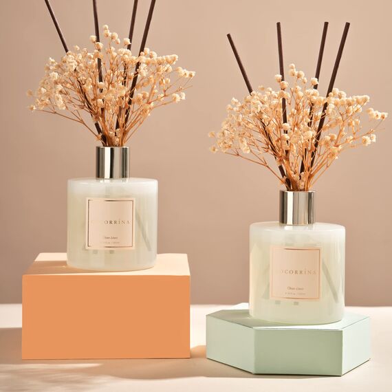 COCORRÍNA Raumduft Reed Diffuser mit 8 Duftstäbchen 200ml, Clean Linen, 2 Pack, Natürlich, Langanhaltend, Home Duft für Badezimmer Regal Dekoration