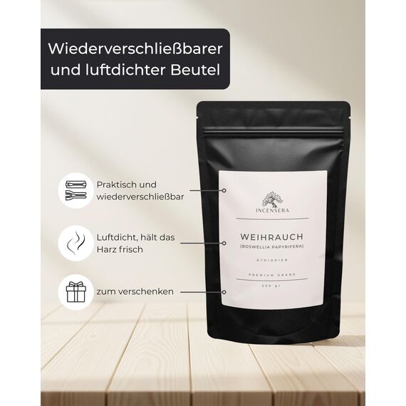 Incensera Weihrauch zum Räuchern 500 gr aus Äthiopien, Eritrea Boswellia papyrifera Räucherharz naturreines Räucherwerk Kirchenqualität Incense Weirauch Harz räuchern Frankincense Kirchenweihrauch
