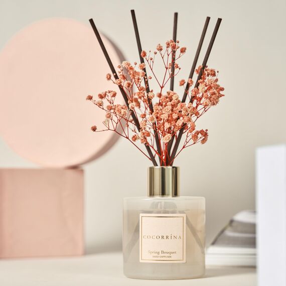 Cocorrína Raumduft Reed Diffuser mit 8 Duftstäbchen 200ml - Frühlingsstrauß, Natürlich, Langanhaltend, Home Duft ätherisches Öl Reed Diffusor für Badezimmer Regal Dekoration