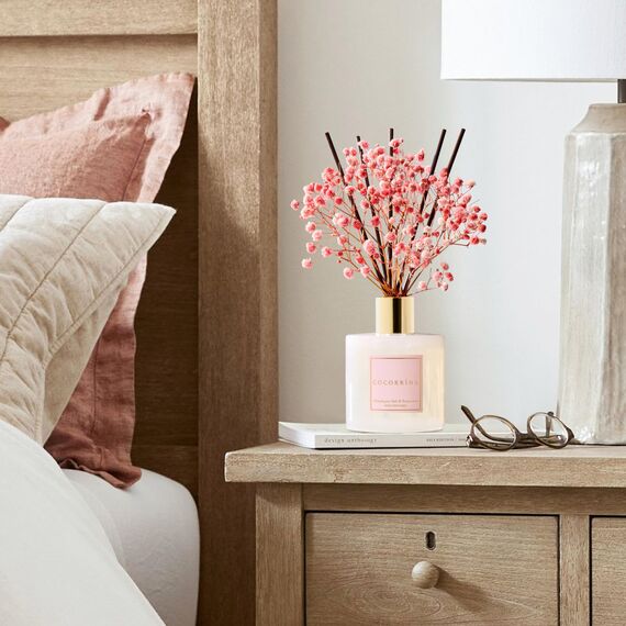 COCORRÍNA Raumduft Reed Diffuser mit 8 Duftstäbchen 200ml, Himalayan Salt & Rosewater, Natürlich, Langanhaltend, Home Duft ätherisches Öl Reed Diffusor für Badezimmer Regal Dekoration