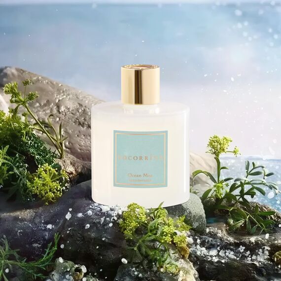 COCORRÍNA Raumduft Reed Diffuser mit 8 Duftstäbchen 200ml, Ocean Mist, Natürlich, Langanhaltend, Home Duft ätherisches Öl Reed Diffusor für Badezimmer Regal Dekoration