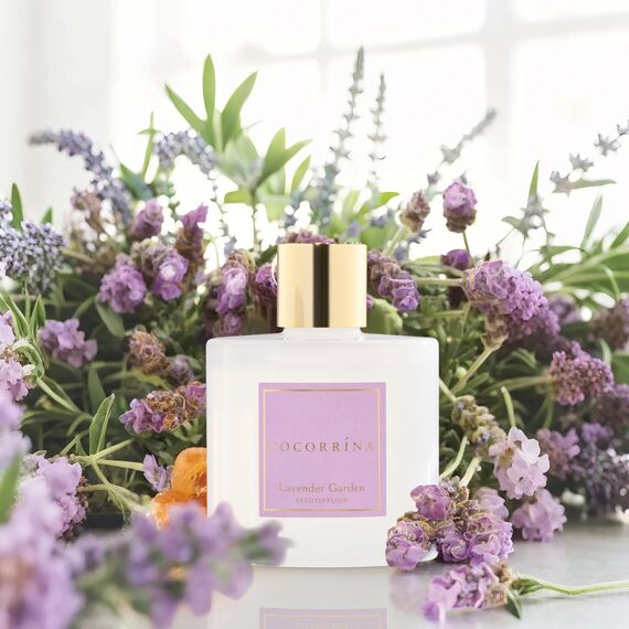 COCORRÍNA Raumduft Reed Diffuser mit 8 Duftstäbchen 200ml, Lavender Garden, Natürlich, Langanhaltend, Home Duft ätherisches Öl Reed Diffusor für Badezimmer Regal Dekoration