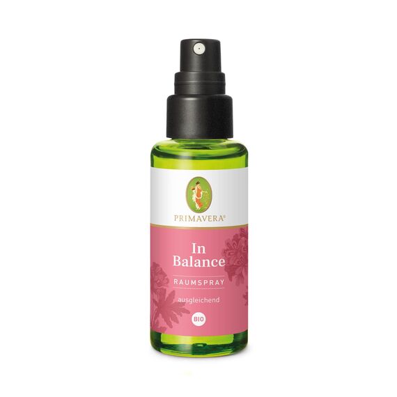 PRIMAVERA Raumspray In Balance bio 50 ml - Rose, Orange und Rosengeranie- Aromadiffuser, Aromatherapie - augleichend - vegan