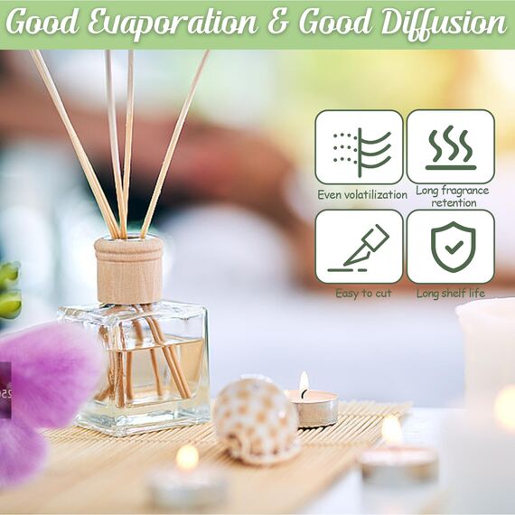 100 Stück Rattanstäbchen für Raumduft, 20cm x 3mm Duftstäbchen Nachfüller, Aroma Diffuser Stäbchen für Ätherische Öle im Home Office Hotel Spa Aropatherapie (Holzfarbe)