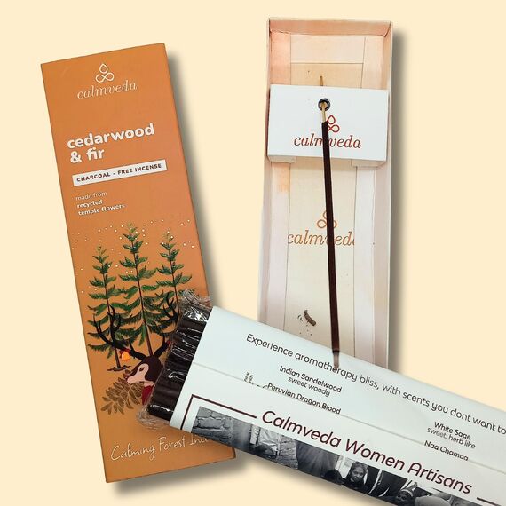 Zedernholz duft Räucherstäbchen Weihnachten – (80 weihrauch), ohne Kohle, hergestellt aus recycelten Blumen | Balsam Räucherstäbchen Weihnachten Weihrauch mit Zypressen, holzigen und moosigen Noten