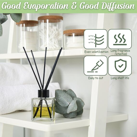 100 Stück Rattanstäbchen für Raumduft, 20cm x 3mm Duftstäbchen Nachfüller, Aroma Diffuser Stäbchen für Ätherische Öle im Home Office Hotel Spa Aropatherapie (Schwarz)