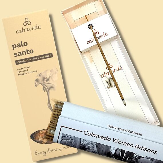 Calmveda Palo Santo Räucherstäbchen Set - 80 Weihrauch Holzkohlefreie Upcycled-Blumen | Reinigende Räucherstäbchen geschenkset