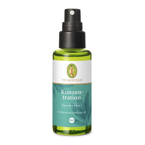 PRIMAVERA Raumspray Konzentration bio 50 ml - Zitrone, Riesentanne und Salbei - Aromadiffuser, Aromatherapie - konzentrationsfördernd - vegan