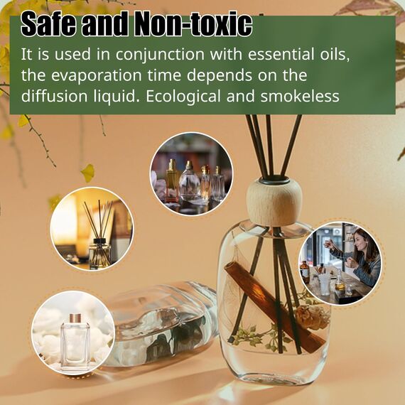 Hugwish 100pcs duftstäbchen aus Faser schwarz 30.1cm x 3.0mm, stäbchen für raumduft, Diffuser stäbchen, rattanstäbchen für raumduft (30.1cm x 3.0mm)