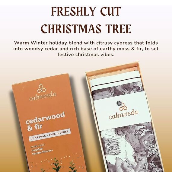 Zedernholz duft Räucherstäbchen Weihnachten – (80 weihrauch), ohne Kohle, hergestellt aus recycelten Blumen | Balsam Räucherstäbchen Weihnachten Weihrauch mit Zypressen, holzigen und moosigen Noten