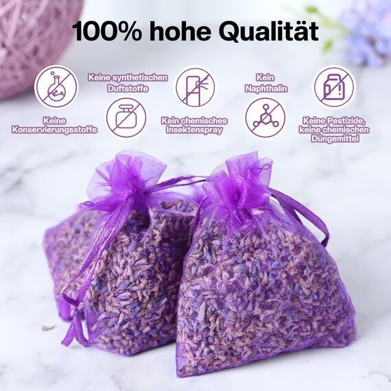 20x Lavendel Duftsäckchen für Kleiderschrank - Echter Getrockneter Lavendel, Lang anhaltender Duft - Kleidermotten Bekämpfen - Lavendelsäckchen für Schrank, Raum und Auto