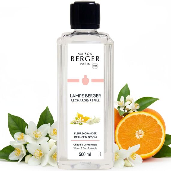 Maison Berger – Nachfüllung Orangenblüte 500 ml für Lampe Berger – 2-in-1 geruchsneutralisierendes Raumduft-Öl – Orangenblüte, Neroli