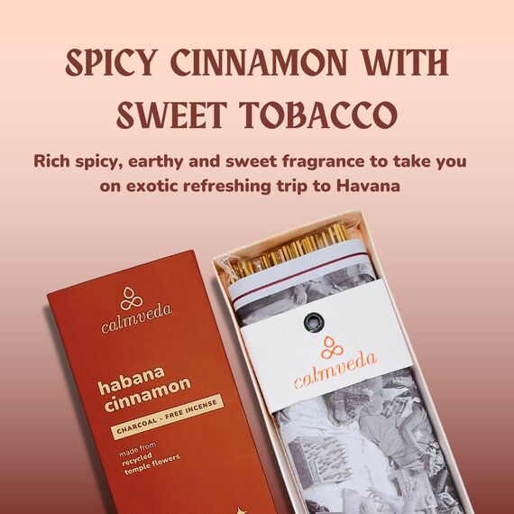 Calmveda Weihnachts räucherstäbchen Zimt Hawaiian - (80 weihrauch) Räucherstäbchen Set ohne Kohle, recycelten Blumen | Weihnachten Weihrauch mit würzigem und süßem Tabakaroma weihrauch zum räuchern