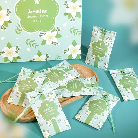 SCENTORINI Duftsäckchen, Kleiderschrank Duft, 14 Stück, Jasmin Duftsachets für Schubladen, Schränke, Beseitigung von Gerüche