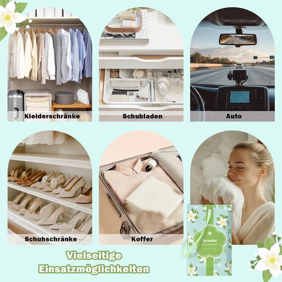 SCENTORINI Duftsäckchen, Kleiderschrank Duft, 14 Stück, Jasmin Duftsachets für Schubladen, Schränke, Beseitigung von Gerüche