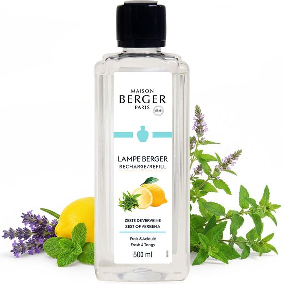 Maison Berger – Nachfüllung Zitronen-Verbene 500 ml für Lampe Berger – 2-in-1 geruchsneutralisierendes Raumduft-Öl – Eisenkraut, Limette