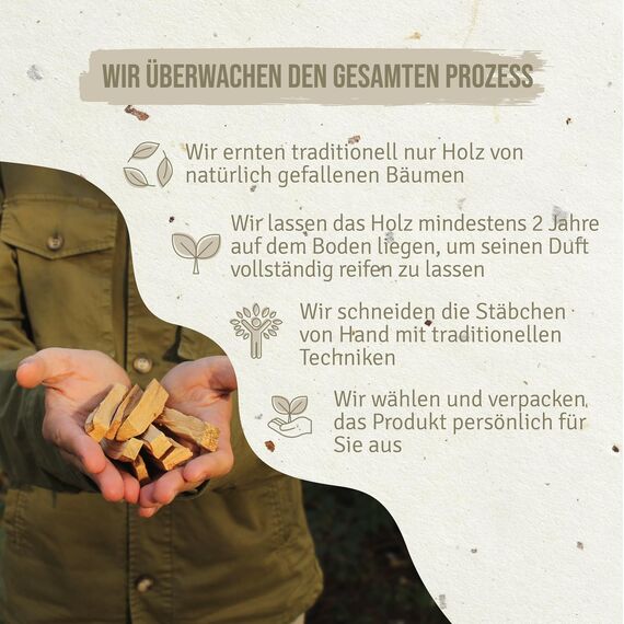 PALOSANTO - Palo Santo Räucherholz Popular Ayabaca aus Peru - 8 Holzstäbe 10cm - Natürliche Räucherstäbchen für Stressabbau und Meditation - Palo Santo Holz Wild Geerntet & Nachhaltig Gewonnen