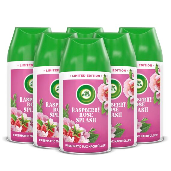 Air Wick Freshmatic Max Raumspray – Nachfüller für den Air Wick Freshmatic Max – Duft: Raspberry Rose Splash – 6 x 250 ml Nachfüller