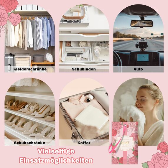 SCENTORINI Duftsäckchen, Kleiderschrank Duft, 14 Stück, Rosenduft Duftsachets für Schubladen, Schränke, Beseitigung von Gerüche