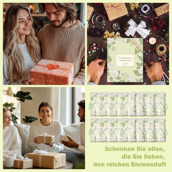 SCENTORINI Duftsäckchen, Kleiderschrank Duft, 14 Stück, Gardenie Duftsachets für Schubladen, Schränke, Beseitigung von Gerüche