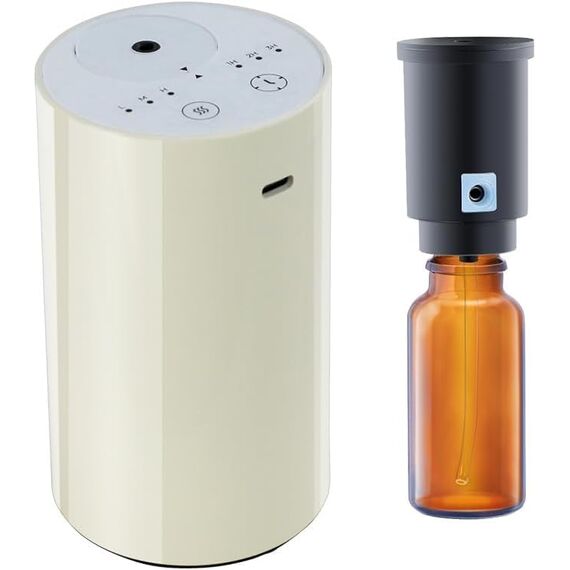 Cavir Wasserloser Diffusor für ätherische Öle, tragbare Mini Duft Luftmaschine Aromatherapie Zerstäubende Diffusor USB geladen 1/2/3H/Zeit Aus 3 Nebel Niveau für Home Room Autos Büro-Weiß