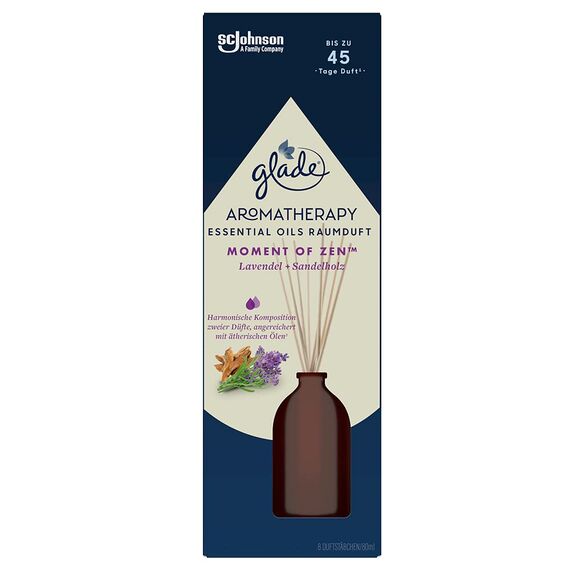 Glade Aromatherapy Essential Oils Raumduft, Moment of Zen, Lavendel + Sandelholz, Raumduft für ätherische Öle, 80ml (Packung mit 2)