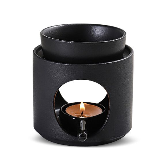 Dalephoric Duftlampe Teelicht, Duftlampe für Ätherische Öle, Duftöl Lampe, Aromalampe mit Kerzenlöffel, Abnehmbare Schale, Räucherstövchen, für Duftwachs und Duftöl, Matt Schwarz