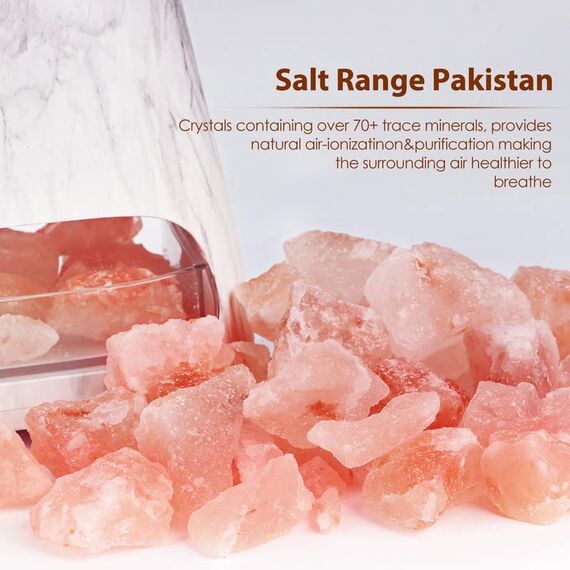 SALKING 2-in-1 Aroma Diffuser & Salt Range Pakistan Leuchte, Flammeneffekt Diffusor für ätherische Öle, Diffusor Kühler Nebel Luftbefeuchter mit 3-Helligkeit, 150ml(Marmor)