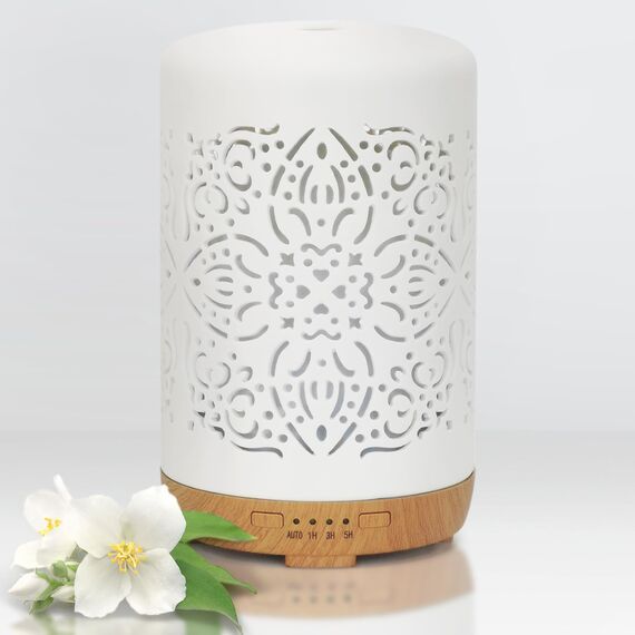 Earnest Living Diffusor für ätherische Öle, weißer Keramik-Diffusor, 250 ml, Timer, Nachtlichter und Auto-Off-Funktion, Heimbüro, Luftbefeuchter, Aromatherapie-Diffusoren, Geschenk