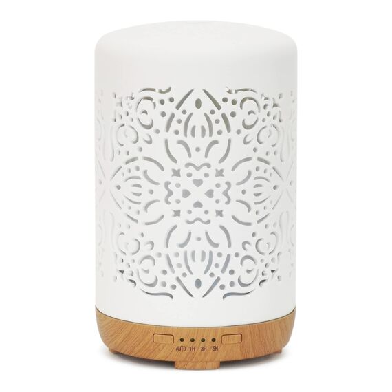 Earnest Living Diffusor für ätherische Öle, weißer Keramik-Diffusor, 250 ml, Timer, Nachtlichter und Auto-Off-Funktion, Heimbüro, Luftbefeuchter, Aromatherapie-Diffusoren, Geschenk