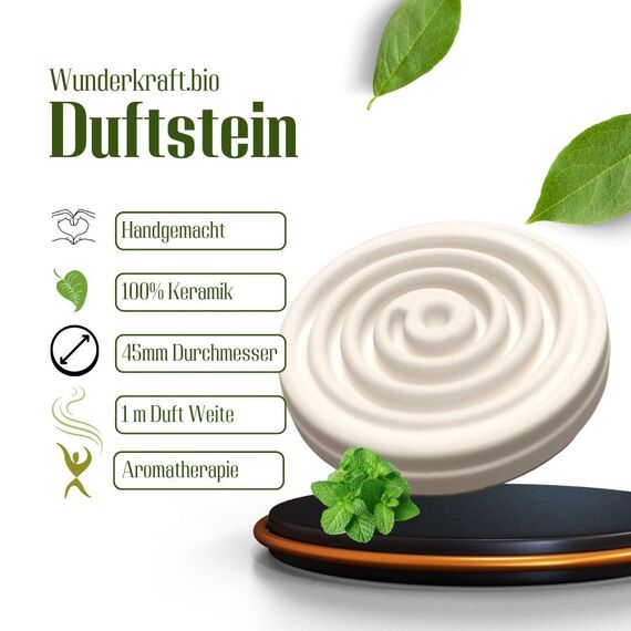 Handgemachter Duftstein, 2er Set, ideal für ätherische Öle. Guter Duft in Schränke, Wohnzimmer und Keller, WUNDERKRAFT.bio (2)