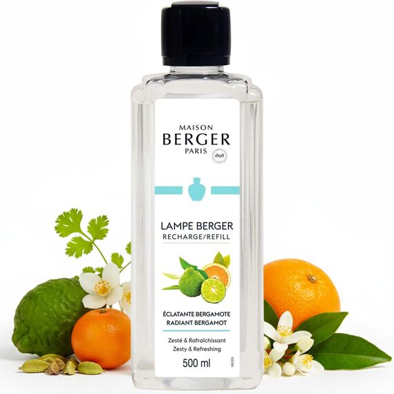 Maison Berger – Nachfüllung Fruchtige Bergamotte 500 ml für Lampe Berger – 2-in-1 geruchsneutralisierendes Raumduft-Öl – Bergamotte, Mandarine