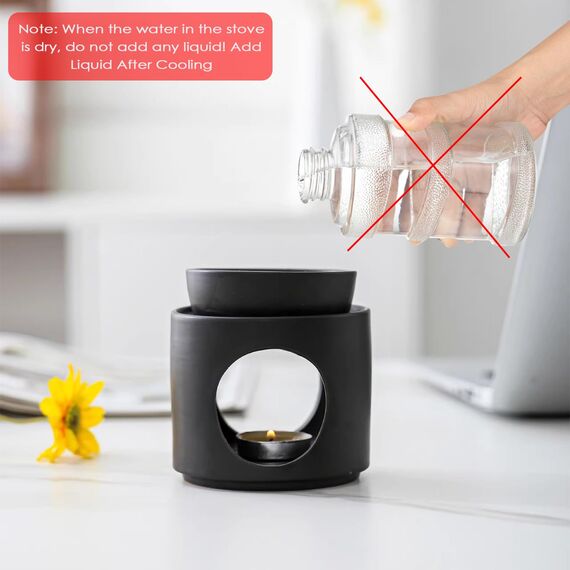 Dalephoric Duftlampe Teelicht, Duftlampe für Ätherische Öle, Duftöl Lampe, Aromalampe mit Kerzenlöffel, Abnehmbare Schale, Räucherstövchen, für Duftwachs und Duftöl, Matt Schwarz