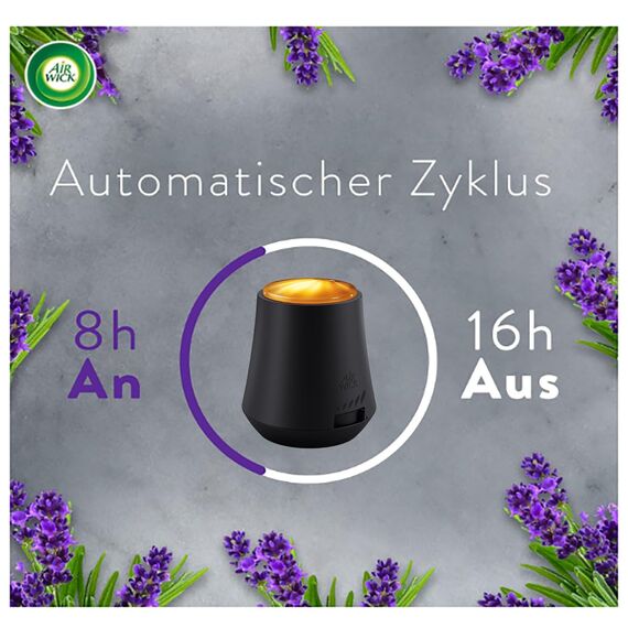 Air Wick Aroma-Öl Flakon Starter Set - Air Wick Diffuser mit 2 Nachfüllern - Blumiger Raumduft mit ätherischen Ölen - Duft: Entspannender Lavendel - 2 x 20 ml Öl + Gerät in Weiß (Packung mit 2)