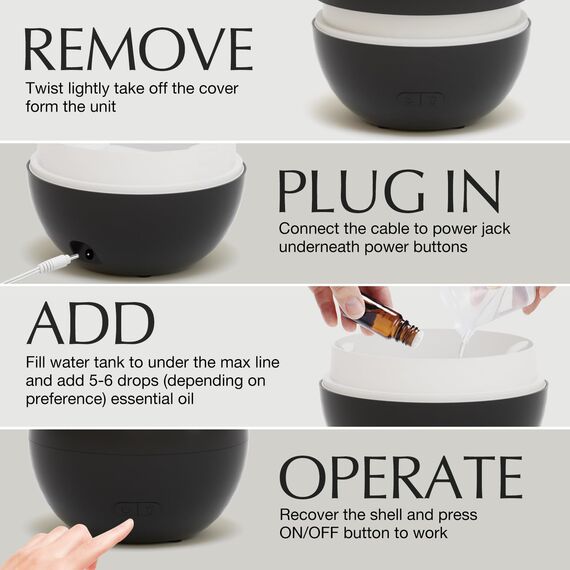 SALKING Aroma Diffuser Flammeneffekt, Aromatherapie Diffusor für ätherische Öle, Duftöldiffusoren Raumbefeuchter, LED Warmlicht Duftdiffusor für Baby, Zuhause Büro oder Yoga(Schwarz)