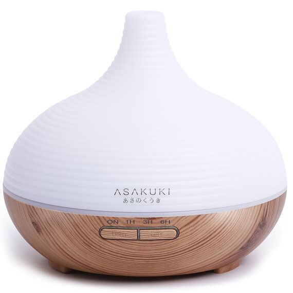ASAKUKI 300ml Aroma Diffuser für Duftöle, Premium Ultraschall Luftbefeuchter Aromatherapie Öle Diffusor mit 7 farbigem LED Licht, BPA Free Schlafzimmer, Büro, Spa