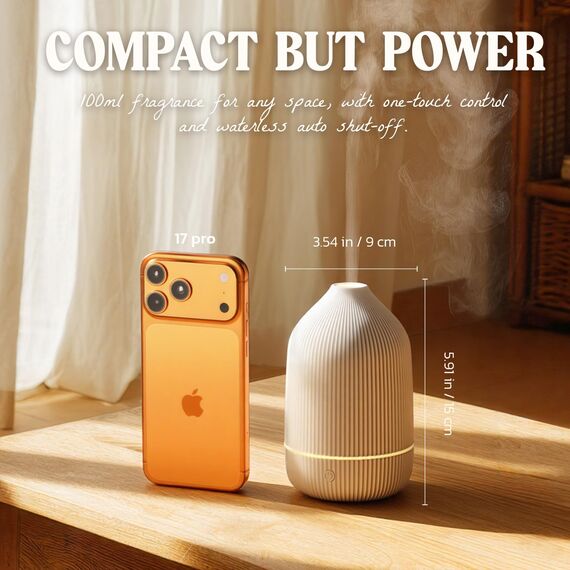 SALUBRITO Aroma Diffuser, 100ml Weiß Diffusor für ätherische Öle, Ultraschall Aromatherapie Diffuser, Kleiner Diffuser für Zuhause Büro Yoga, Geschenk für Frauen