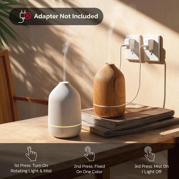 SALUBRITO Aroma Diffuser, 100ml Holzkorn Diffusor für ätherische Öle, Ultraschall Aromatherapie Diffuser, Kleiner Diffuser für Zuhause Büro Yoga, Geschenk für Frauen