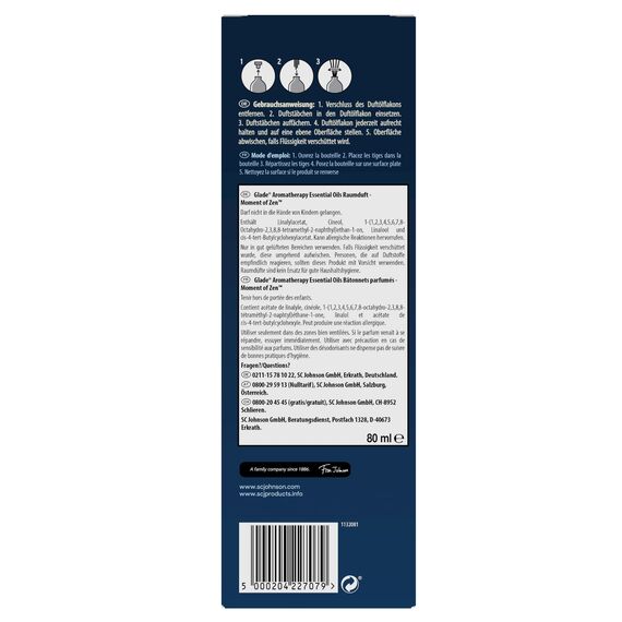 Glade Aromatherapy Essential Oils Raumduft, Moment of Zen, Lavendel + Sandelholz, Raumduft für ätherische Öle, 80ml (Packung mit 2)