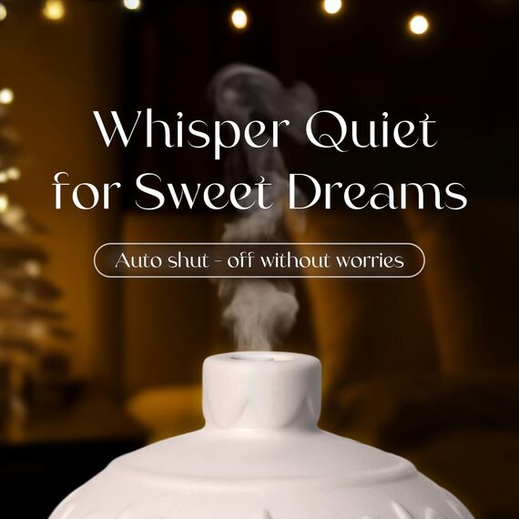 Earnest Living Weihnachtskugel Aroma Diffuser Weiß Keramik 100 ml, 7 Farben Licht, Timer, Auto Abschaltung, Ultraschall Luftbefeuchter & Aromatherapie Diffuser Deko