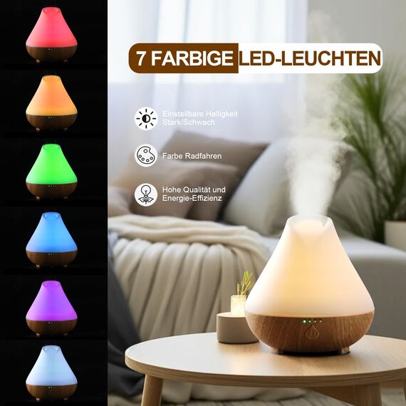 PureMist Aroma Diffuser 100ml für Ätherische Öle: Kleiner Ultraschall Luftbefeuchter Schlafzimmer mit 4 Timer - Lufterfrischer mit 7-farbigem LED