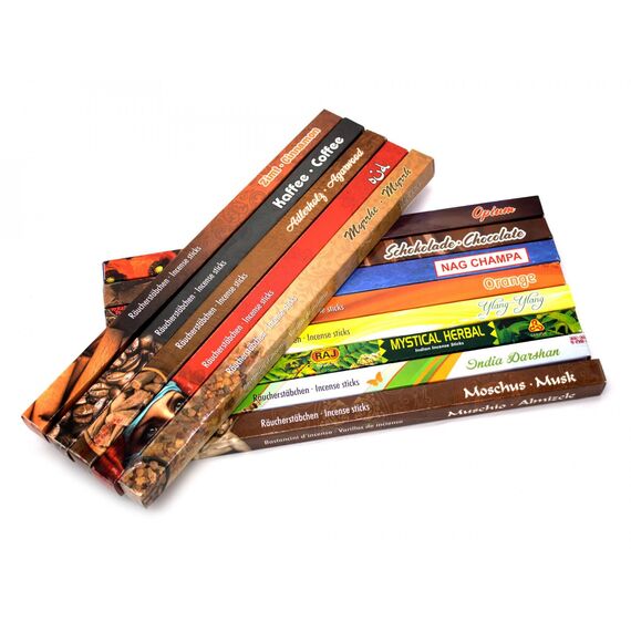 Premium Räucherstäbchen Mix von Luxflair: 26 unterschiedliche Packungen von fruchtig bis klassisch, Winter Edition XXL Großpackung, Set original indischer Räucherstäbchen für kalte Jahreszeit