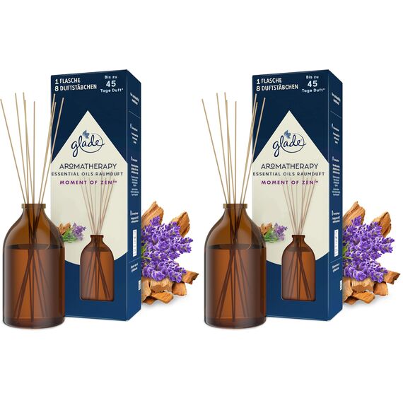 Glade Aromatherapy Essential Oils Raumduft, Moment of Zen, Lavendel + Sandelholz, Raumduft für ätherische Öle, 80ml (Packung mit 2)