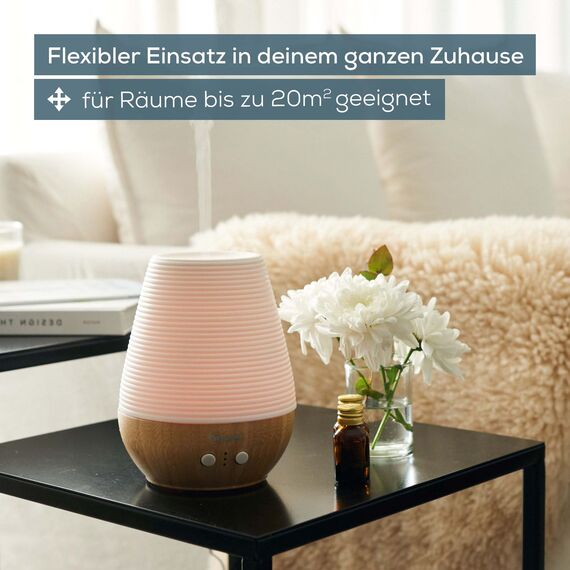 Beurer LA 40 Aroma Diffuser, Duft-Vernebler mit Ultraschall-Zerstäubung, mit Wellnesslicht und Farbwechsel, aus Holz und Porzellan, für Räume bis 20m2