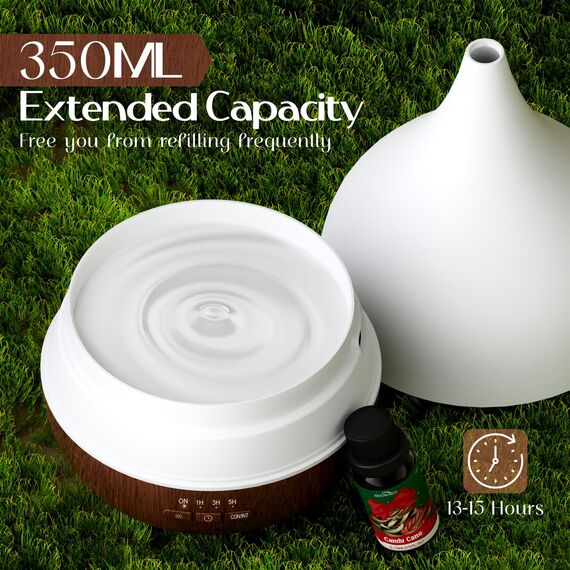 SNOWSEN Aroma Diffuser, 350ml Aromatherapie Diffusor für ätherische Öle, Ultraschall-Luftbefeuchter mit einstellbarem Nebel-Modus, 8-Farben-LED-Licht, für Haus Büro Yoga (Dunkel)